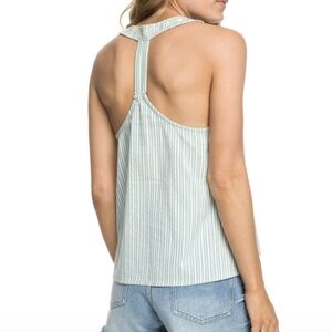 Roxy Striped Green Raceback Tank Top